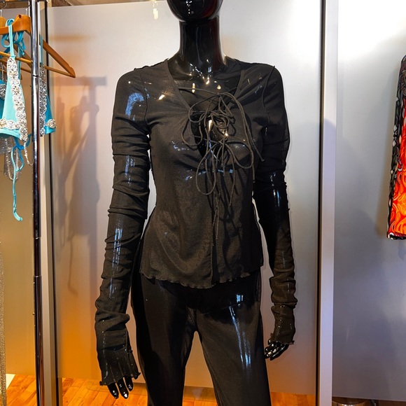 SIEMPRE Mesh Blouse + Pant Set - Picture 1 of 3